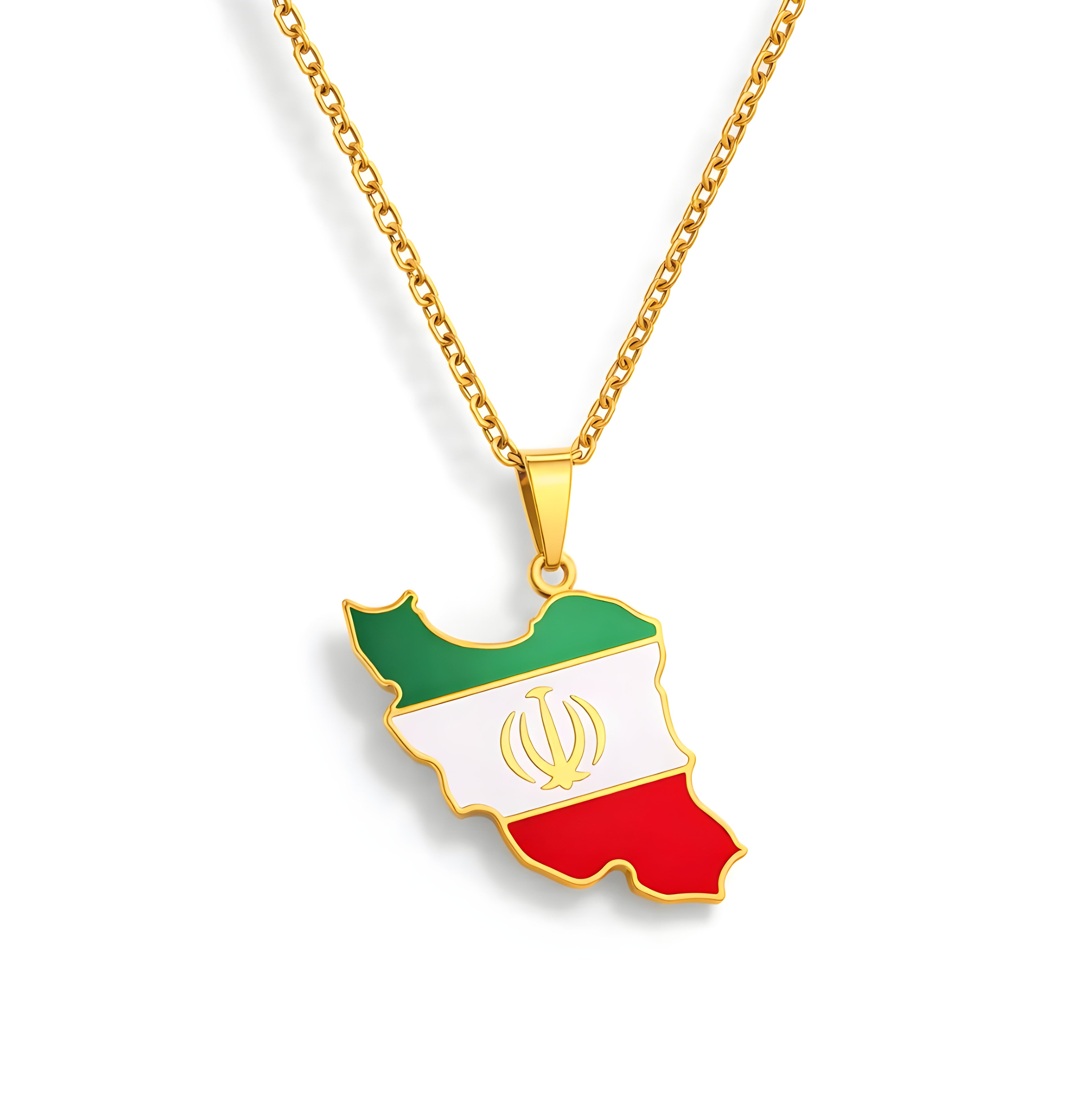 Iran Tricolor Map Pendent